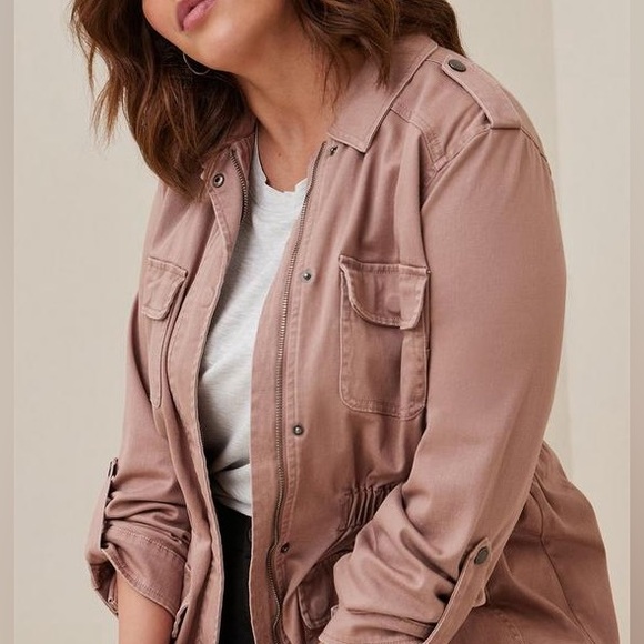 NWOT Torrid Essential Twill Anorak Utility Chore Jacket Pink Clay - Picture 3 of 16
